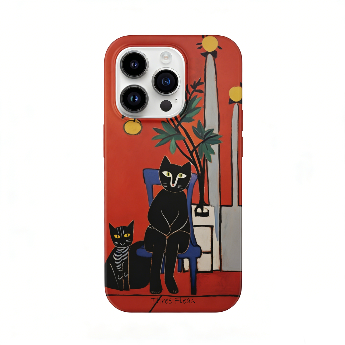 Artistic Poised Cat Red Phone Case Double-layer Film Print