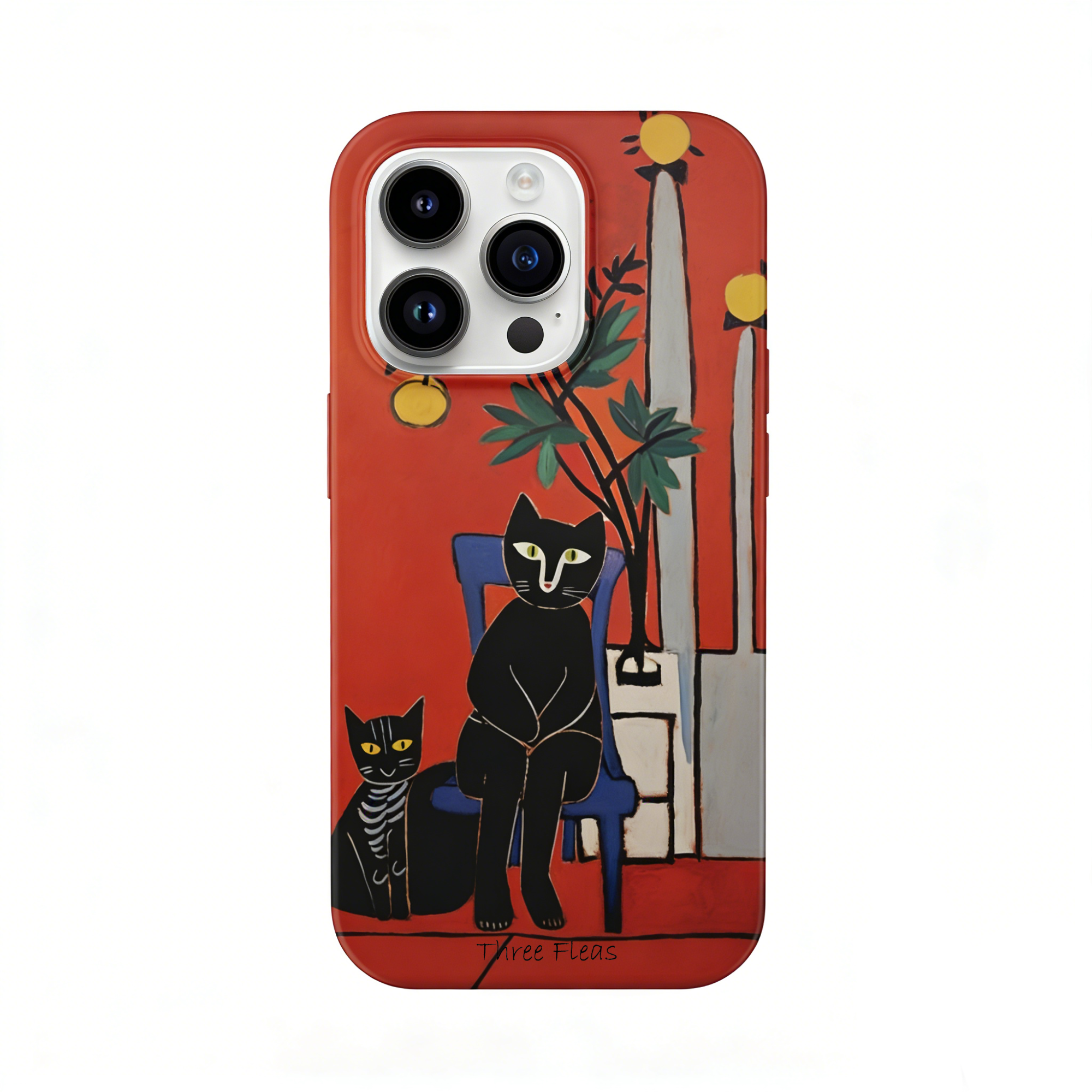 Artistic Poised Cat Red Phone Case Double-layer Film Print