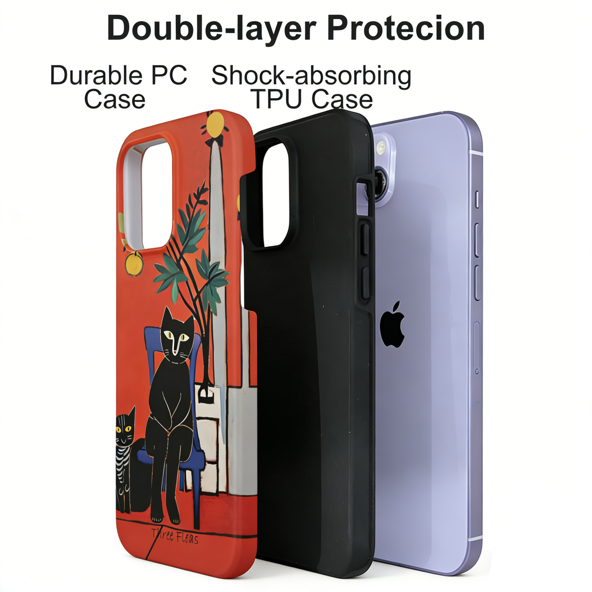 Artistic Poised Cat Red Phone Case Double-layer Film Print