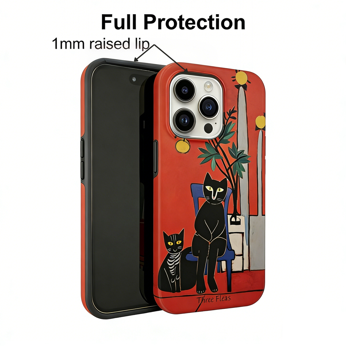 Artistic Poised Cat Red Phone Case Double-layer Film Print