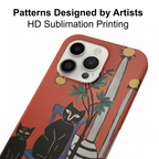 Artistic Poised Cat Red Phone Case Double-layer Film Print
