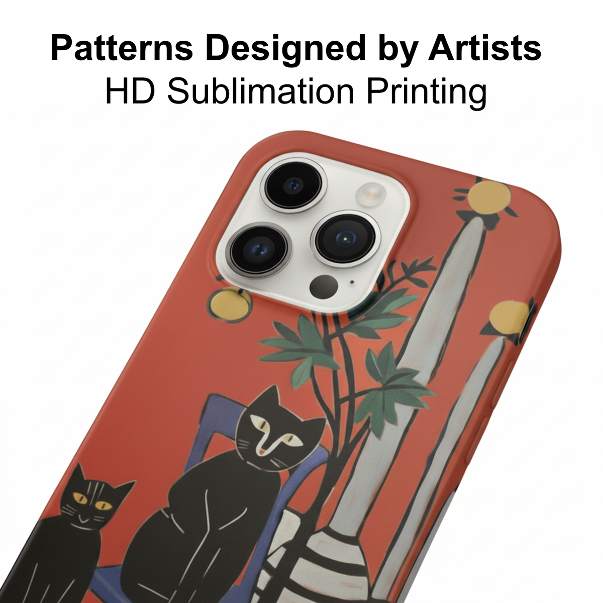 Artistic Poised Cat Red Phone Case Double-layer Film Print