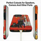Artistic Poised Cat Red Phone Case Double-layer Film Print