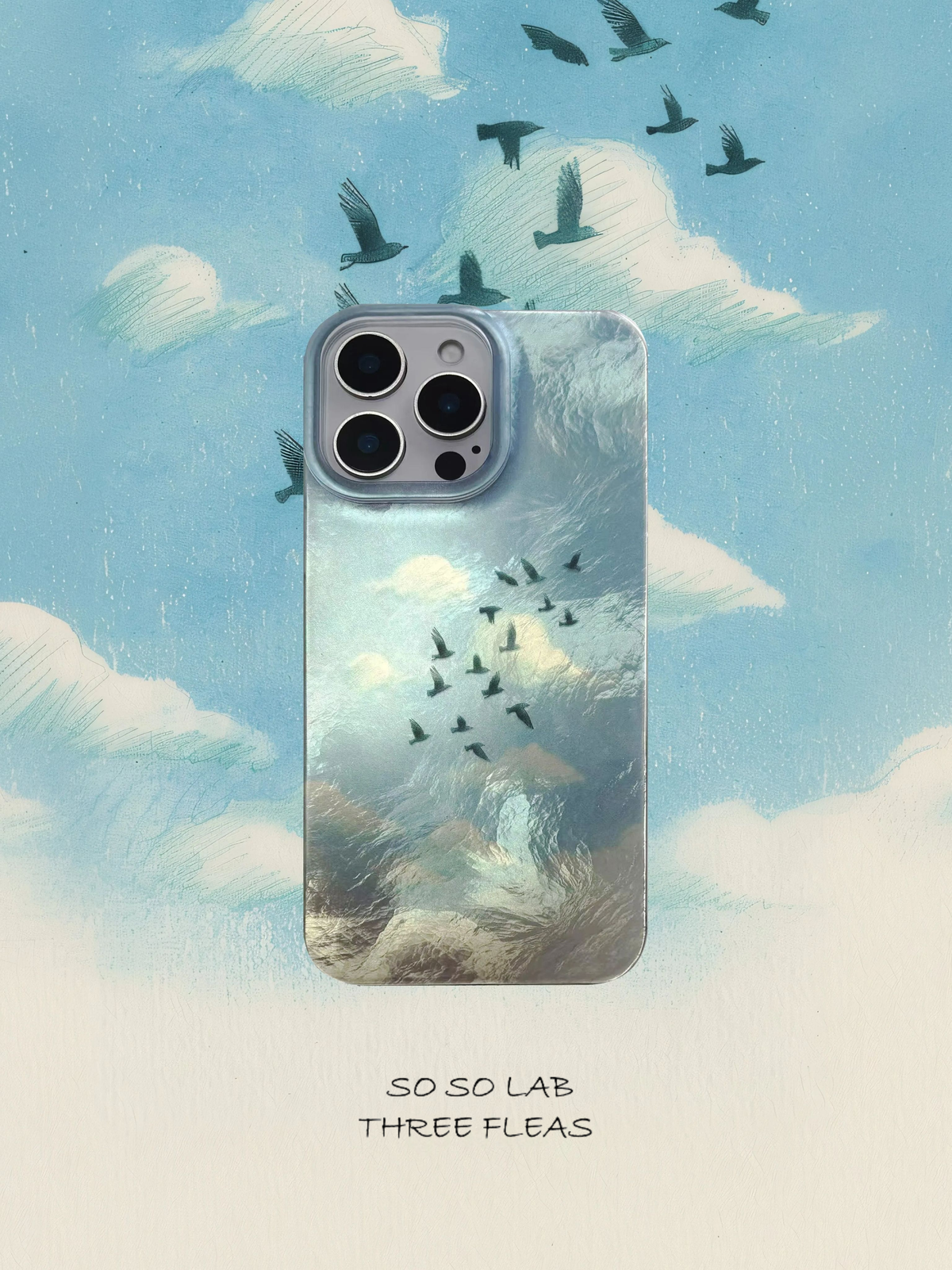 Artistic Metallic Luster Flying Birds Phone Case Chinoiserie IMD-SSL