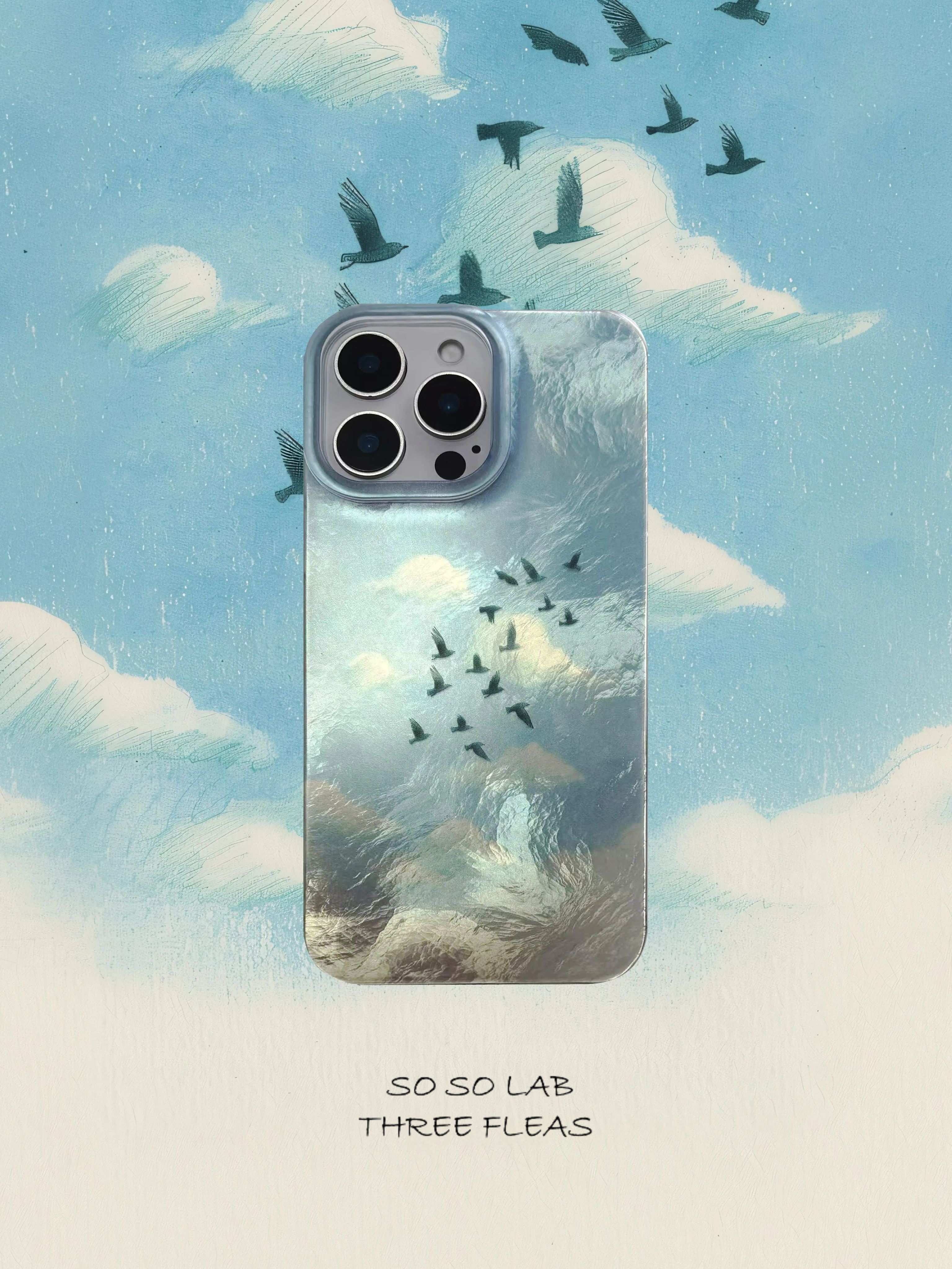 Artistic Metallic Luster Flying Birds Phone Case Chinoiserie IMD-SSL