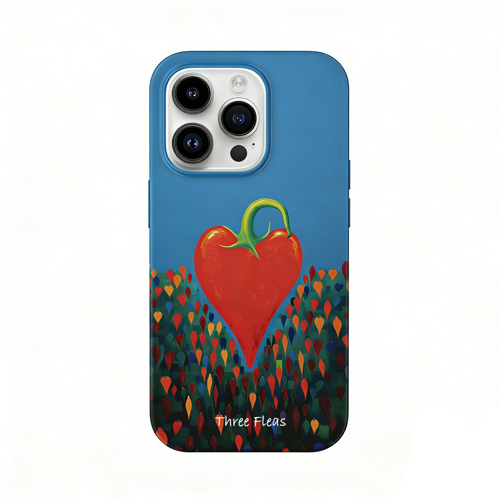 Artistic Heart-Shaped Chili Phone Case Double-layer Film Print