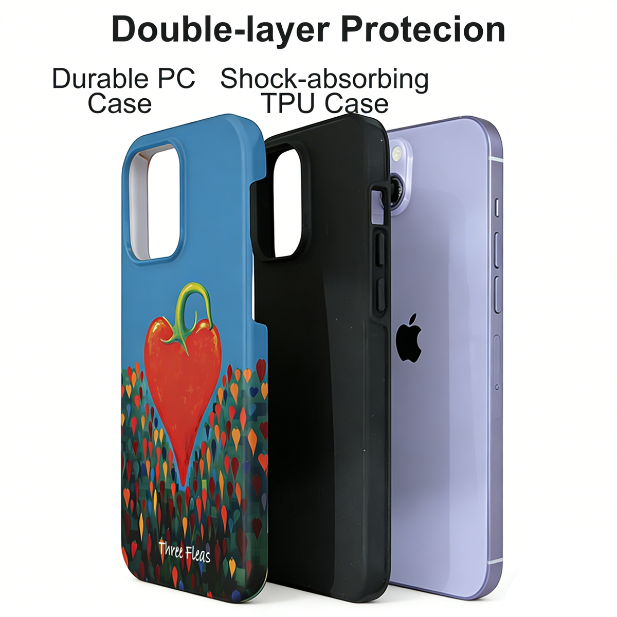 Artistic Heart-Shaped Chili Phone Case Double-layer Film Print