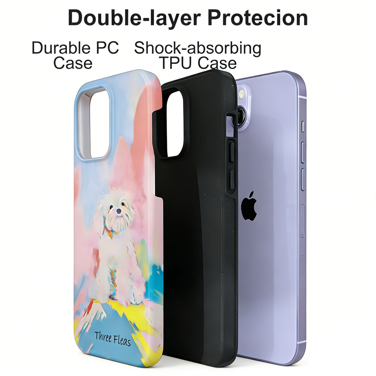 Artistic White Dog Colorful Phone Case Double-layer Film Print