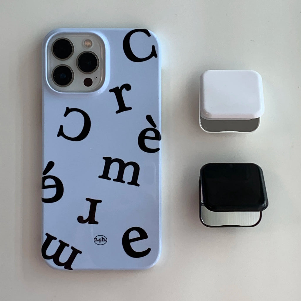 Minimalist Blue "Crème" Phone Case with Folding Mirror Grip Tok - BYY