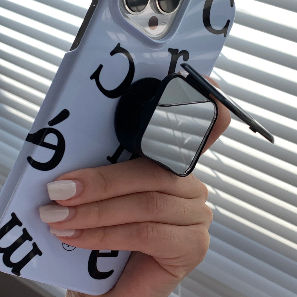Minimalist Blue "Crème" Phone Case with Folding Mirror Grip Tok - BYY