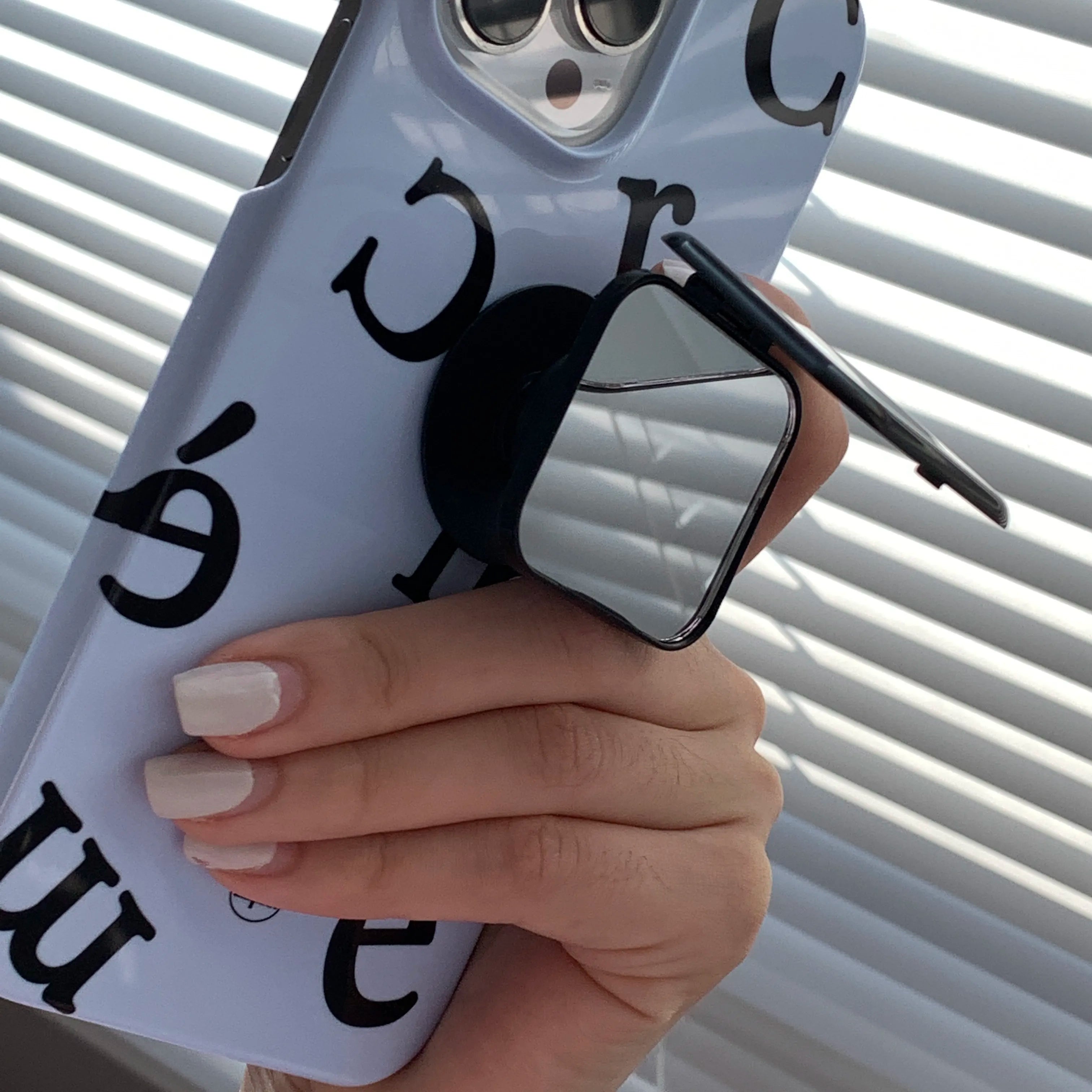 Minimalist Blue "Crème" Phone Case with Folding Mirror Grip Tok - BYY