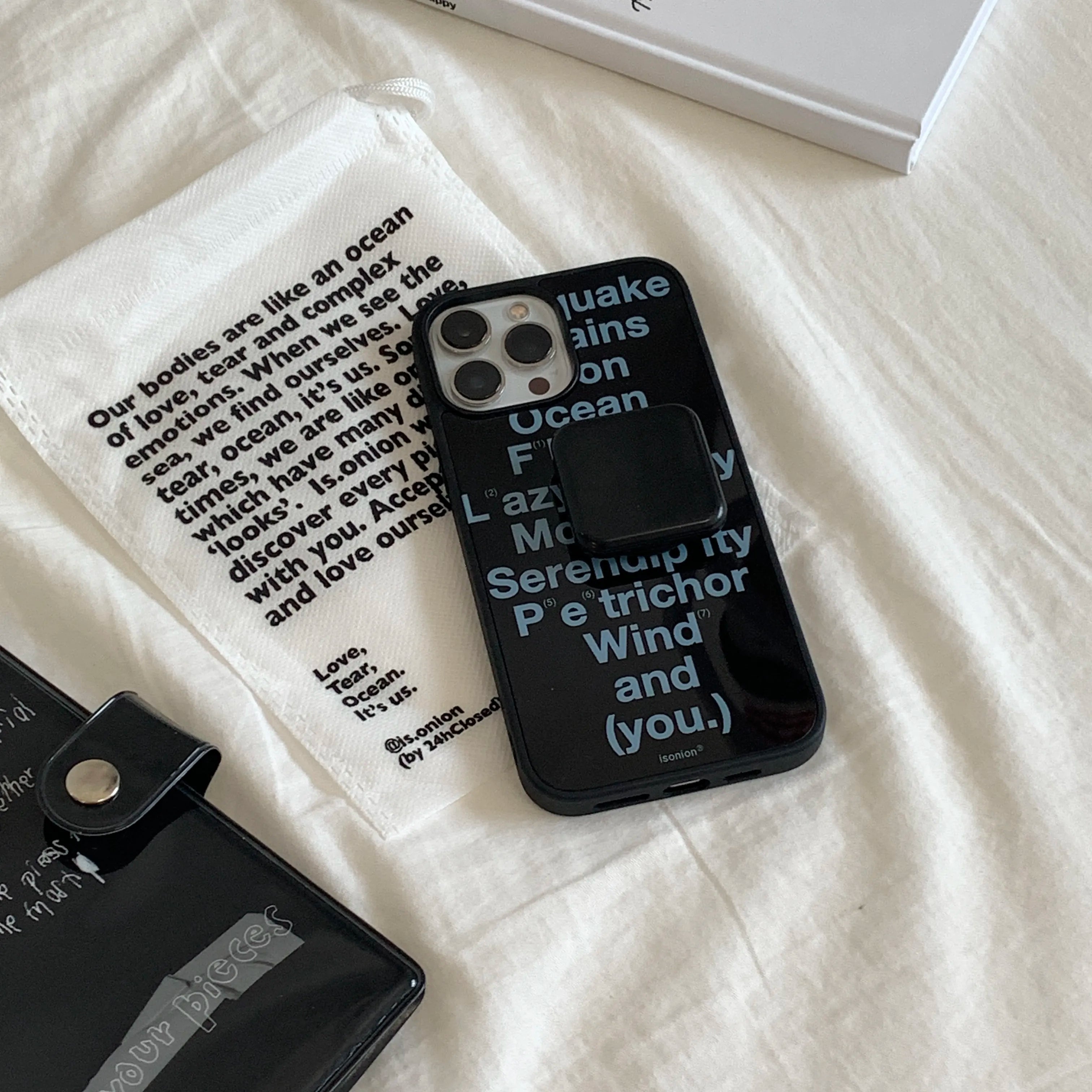 Modern Text Art Phone Case with Foldable Mirror Stand MagSafe - BYY