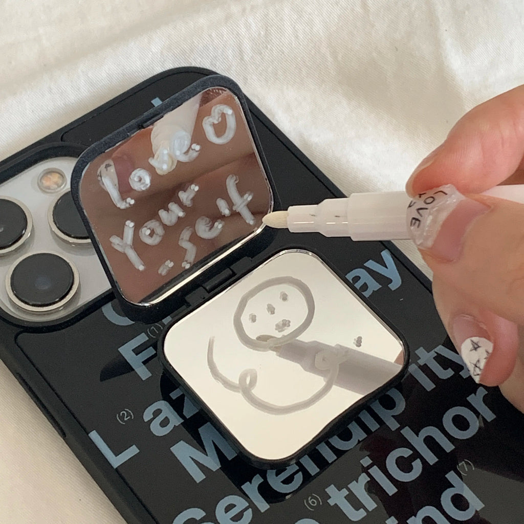 Modern Text Art Phone Case with Foldable Mirror Stand MagSafe - BYY