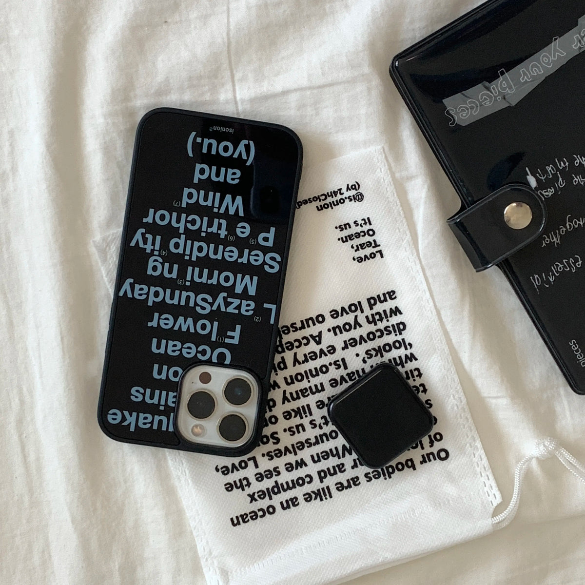 Modern Text Art Phone Case with Foldable Mirror Stand MagSafe - BYY