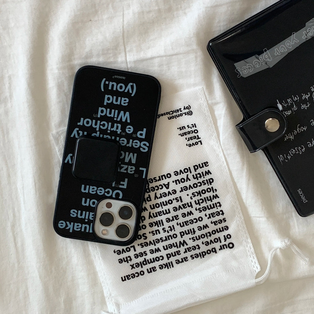 Modern Text Art Phone Case with Foldable Mirror Stand MagSafe - BYY