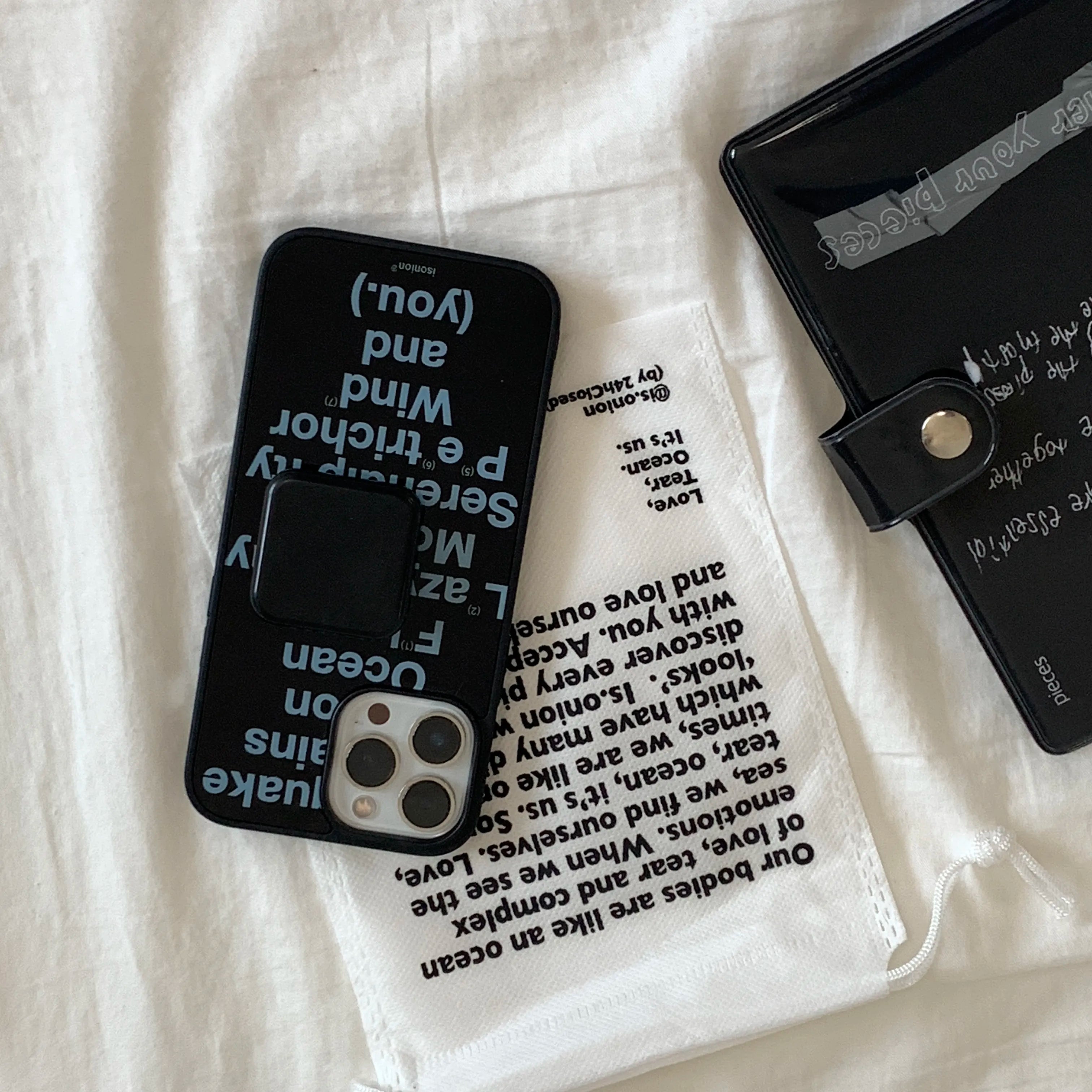 Modern Text Art Phone Case with Foldable Mirror Stand MagSafe - BYY
