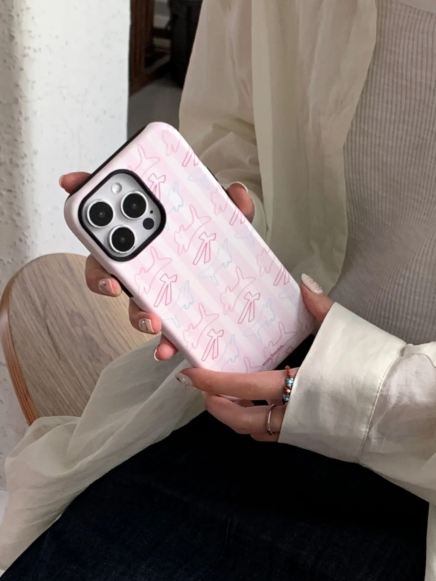 Hand-Drawn Cat Striped Double-layer Film Printed Phone Case