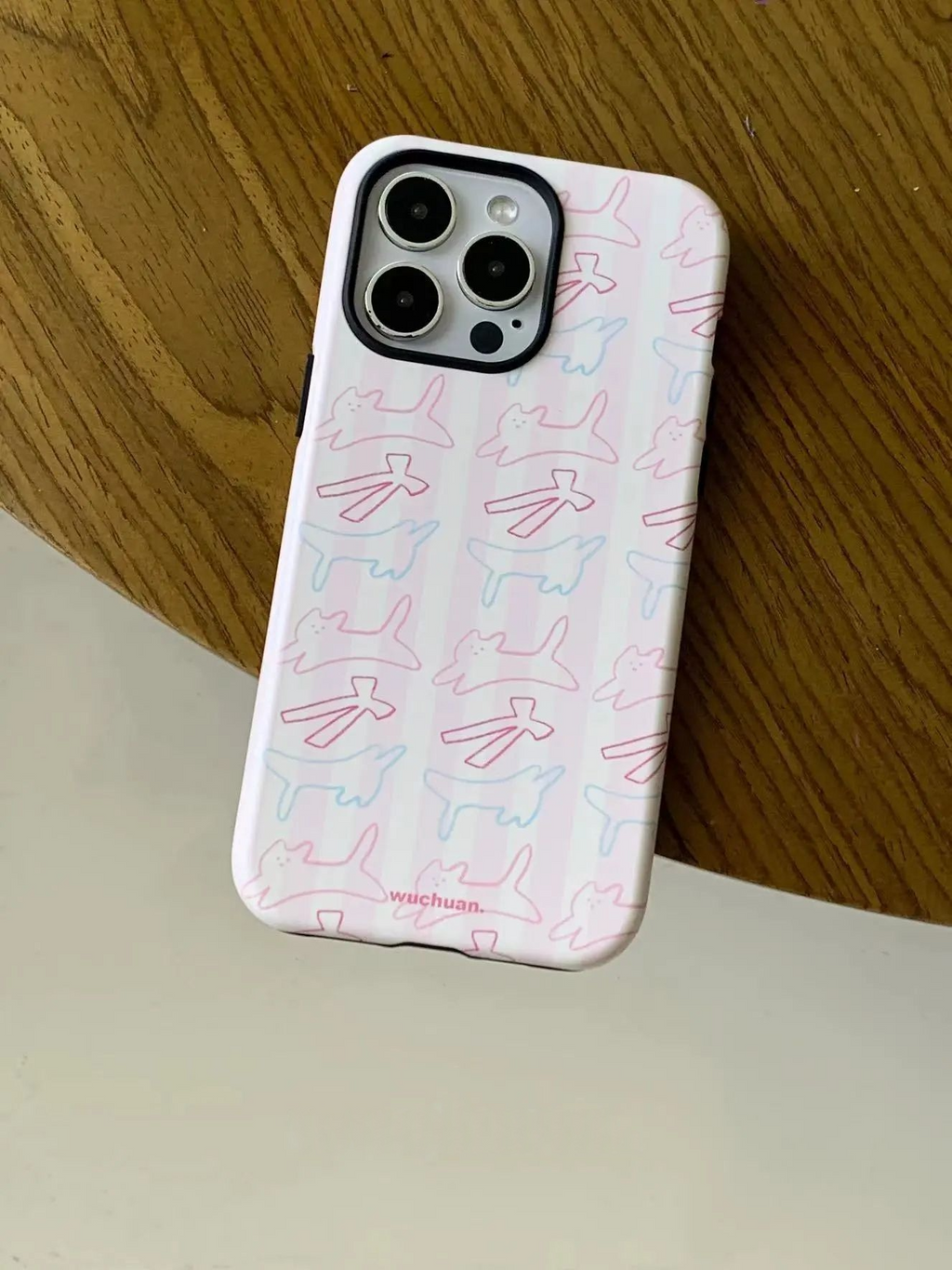 Hand-Drawn Cat Striped Double-layer Film Printed Phone Case