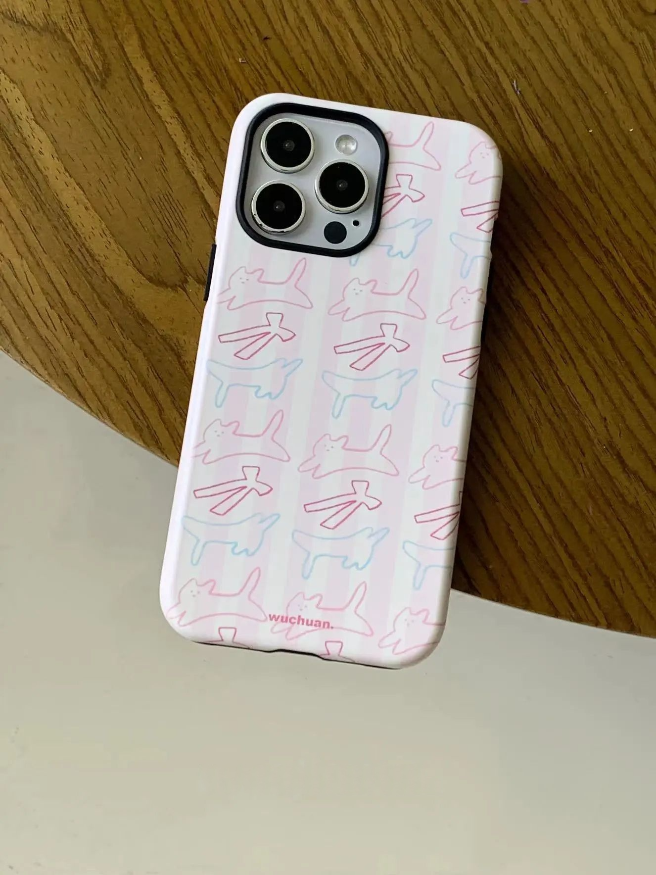 Hand-Drawn Cat Striped Double-layer Film Printed Phone Case
