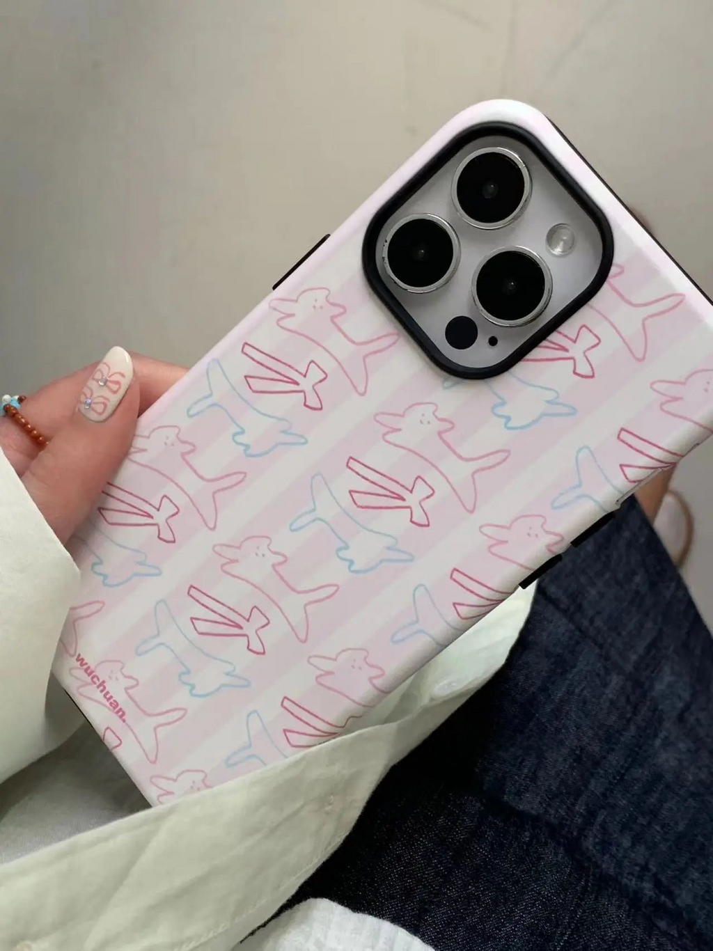 Hand-Drawn Cat Striped Double-layer Film Printed Phone Case