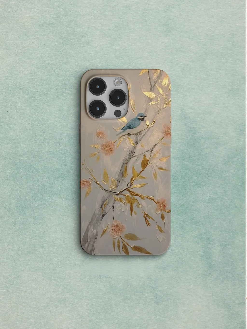 Chinoiserie Luxury Golden Leaf & Bird Phone Case Film Print-GY