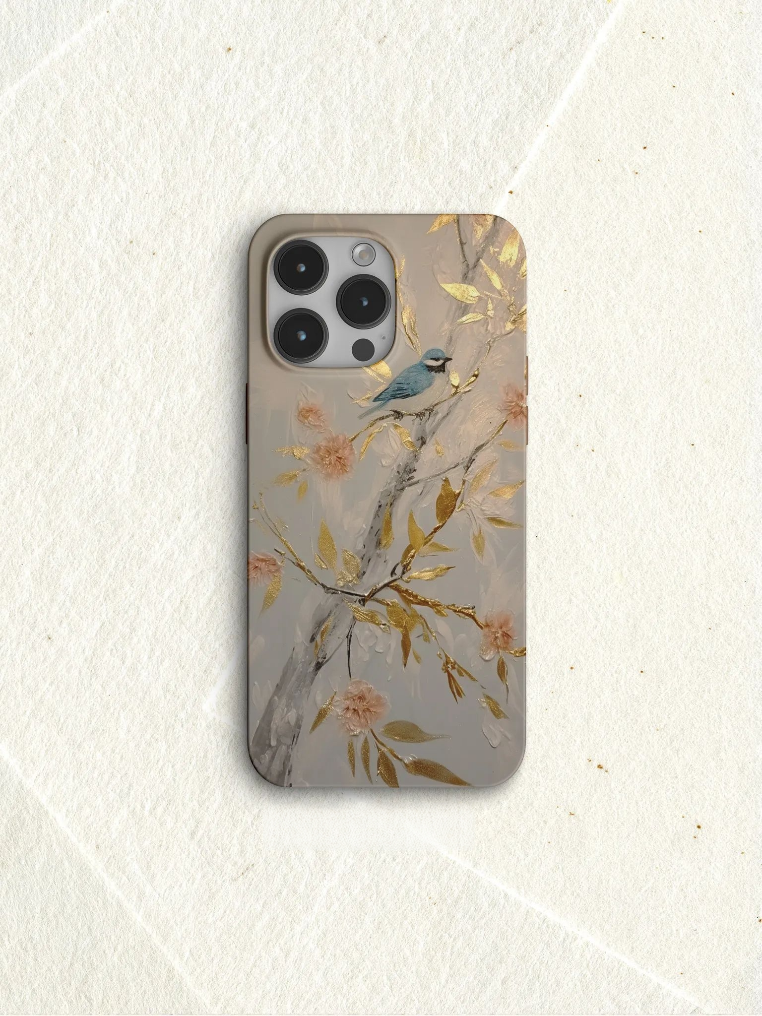 Chinoiserie Luxury Golden Leaf & Bird Phone Case Film Print-GY