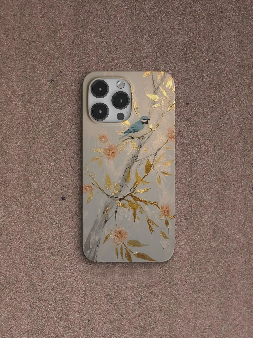 Chinoiserie Luxury Golden Leaf & Bird Phone Case Film Print-GY