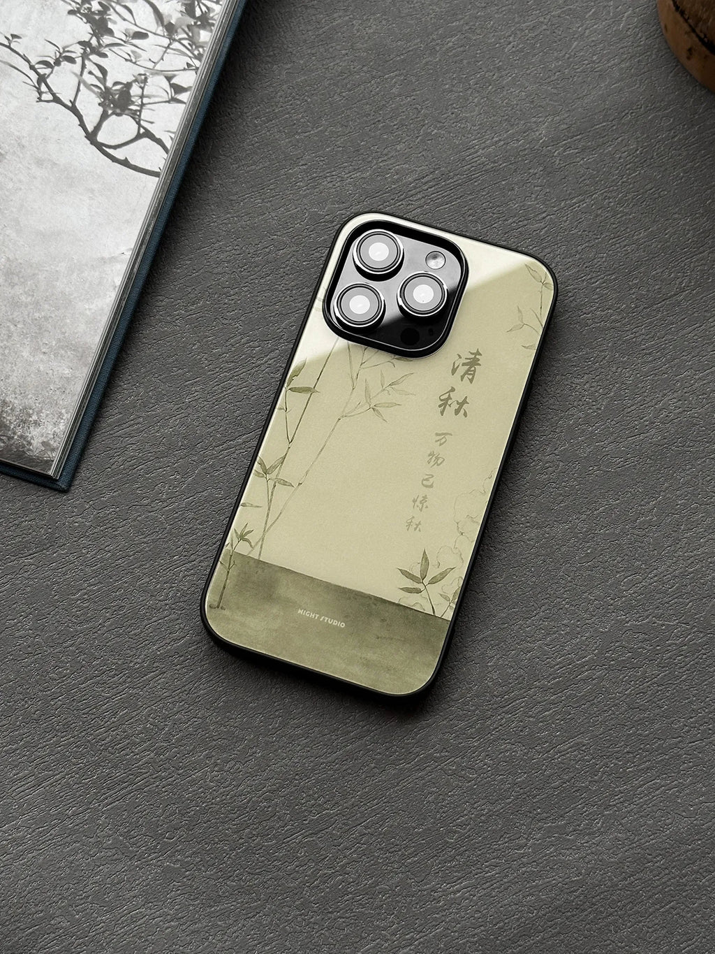 Minimalist Bamboo Ink Wash Tempered Glass Phone Case-NS