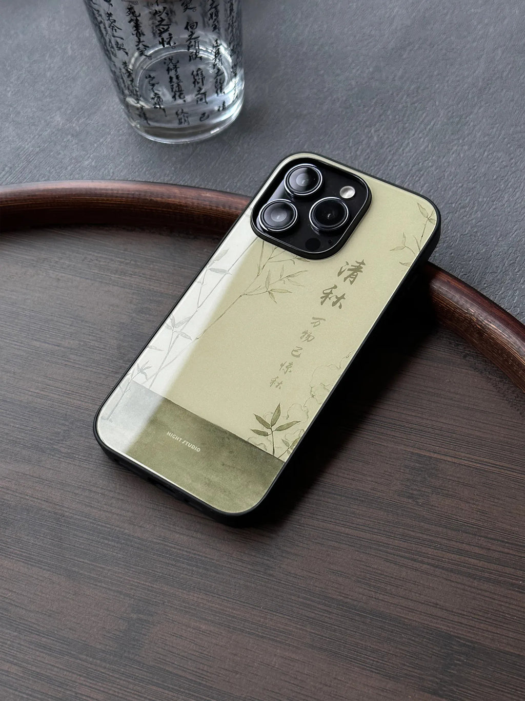 Minimalist Bamboo Ink Wash Tempered Glass Phone Case-NS