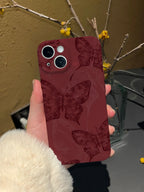 Vintage Crimson Butterfly Phone Case Film Print-GY