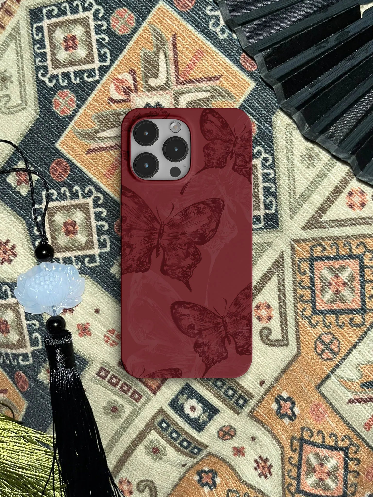 Vintage Crimson Butterfly Phone Case Film Print-GY