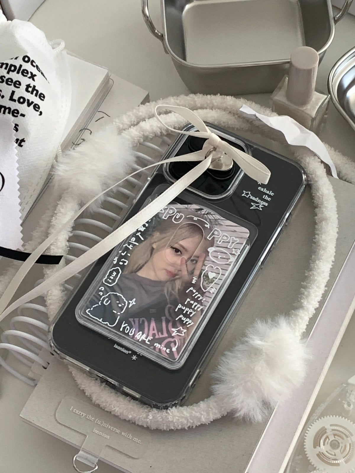 Aesthetic Glitter Clear Phone Case with Card Holder MagSafe- BYY