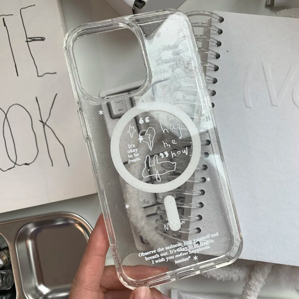 Aesthetic Glitter Clear Phone Case with Card Holder MagSafe- BYY