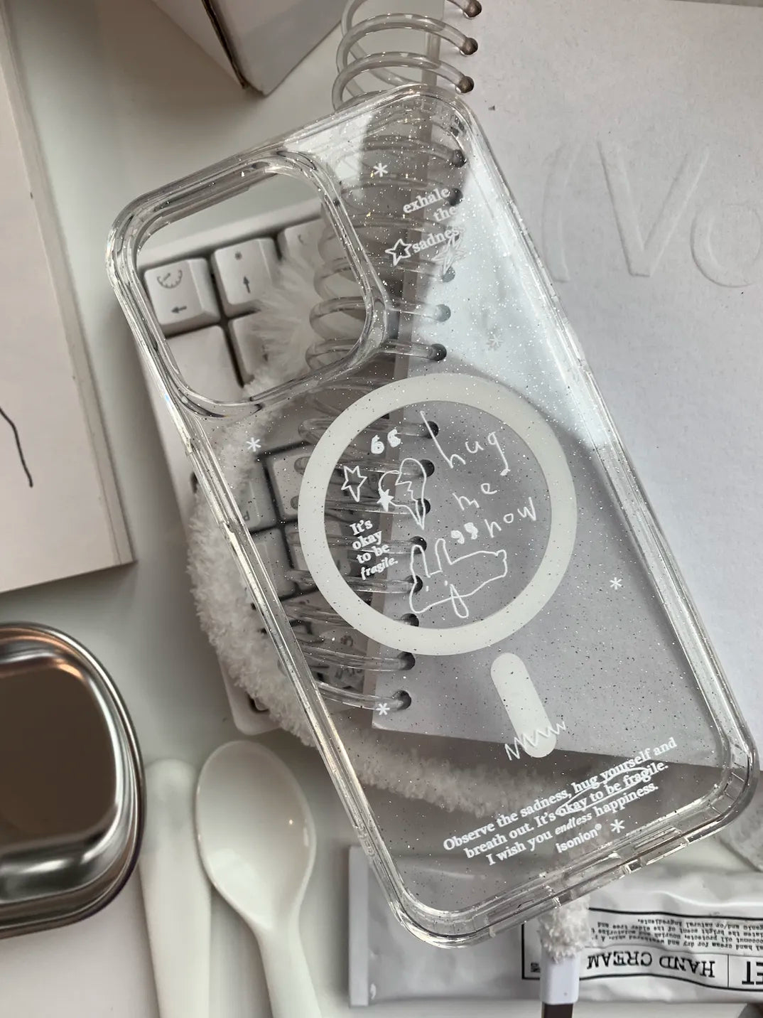 Aesthetic Glitter Clear Phone Case with Card Holder MagSafe- BYY