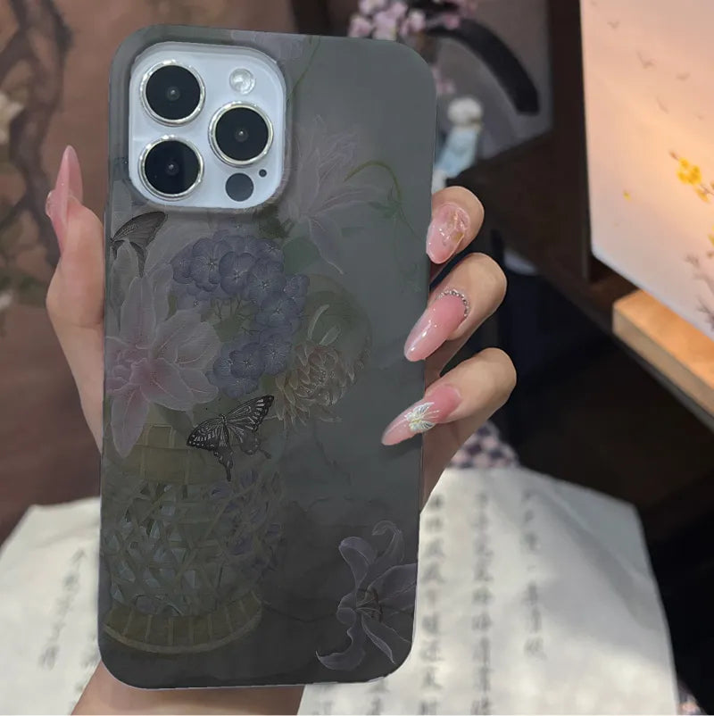 Chinoiserie Ink Moody Floral & Butterfly Dream Phone Case-GY