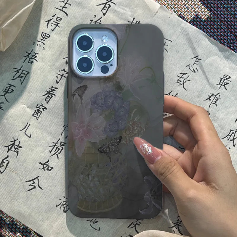 Chinoiserie Ink Moody Floral & Butterfly Dream Phone Case-GY