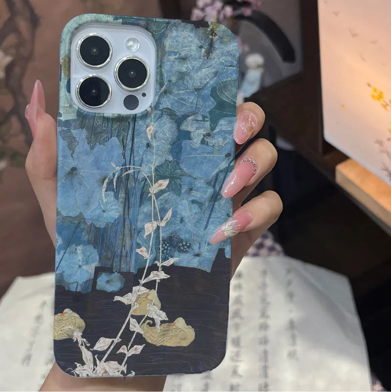 Chinoiserie Lotus Pond Nocturne Ink Painting Phone Case-GY