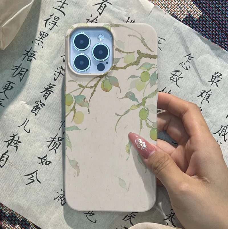Chinoiserie Oriental Botanical Film Printed Phone Case-GY