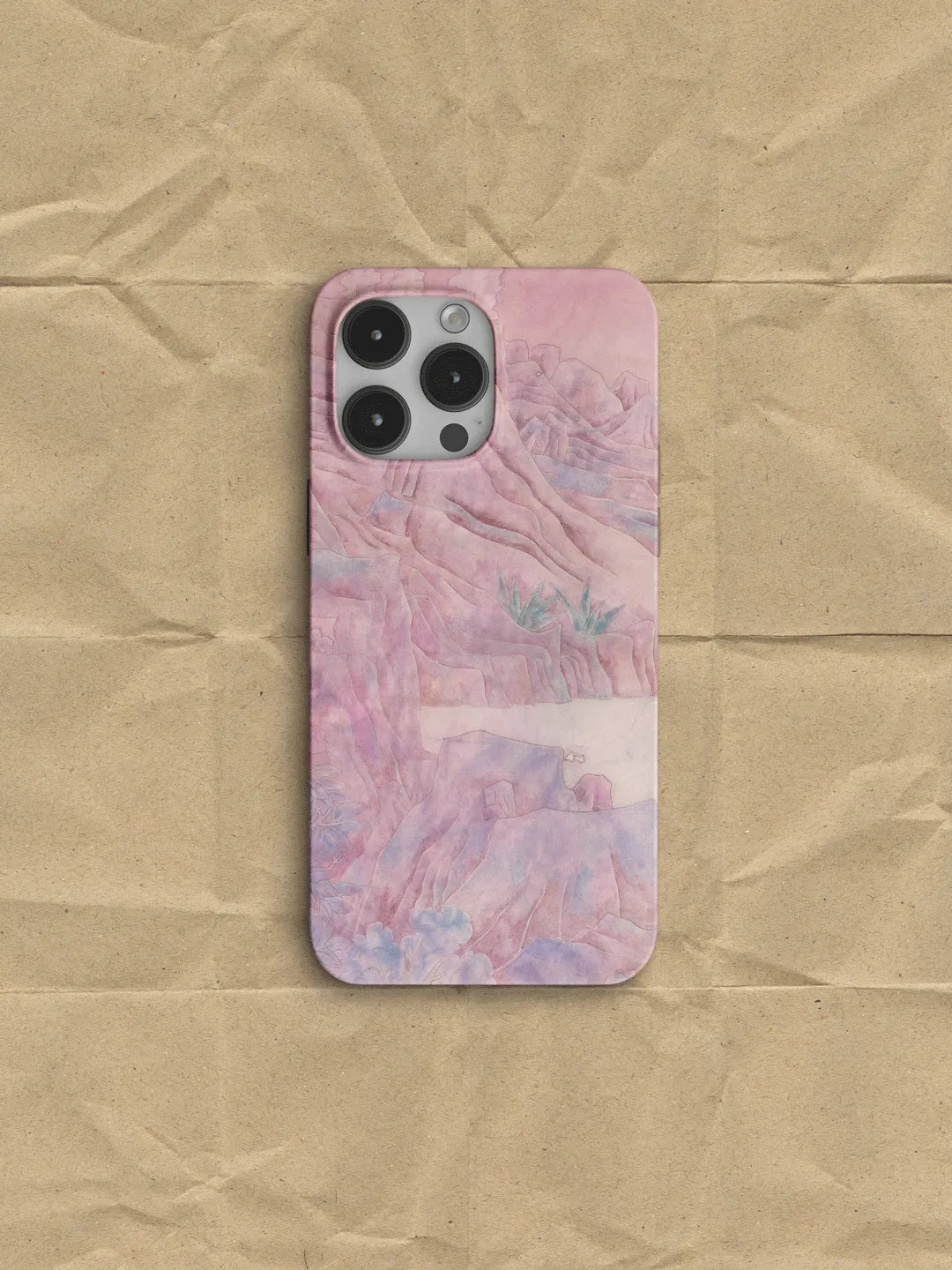 Chinoiserie Pink Mountain Landscape Phone Case-GY