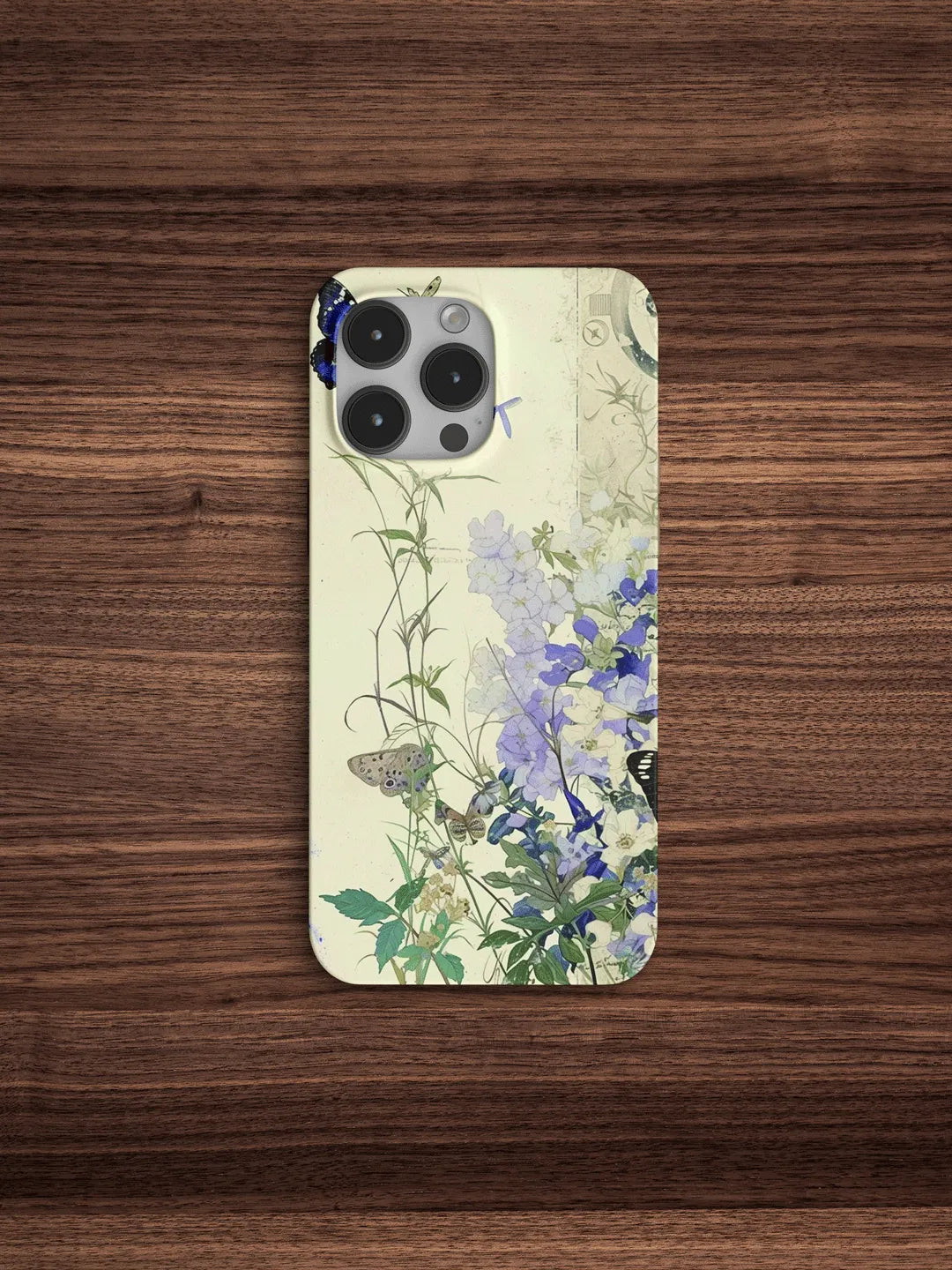 Elegant Purple Floral & Butterfly Film Printed Phone Case-GY