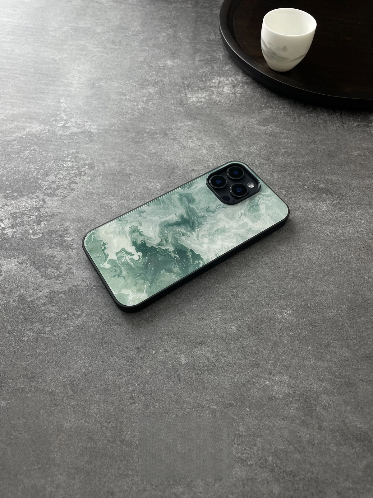 The Blue-Green Surging Waves Tempered Glass Phone Case-MH
