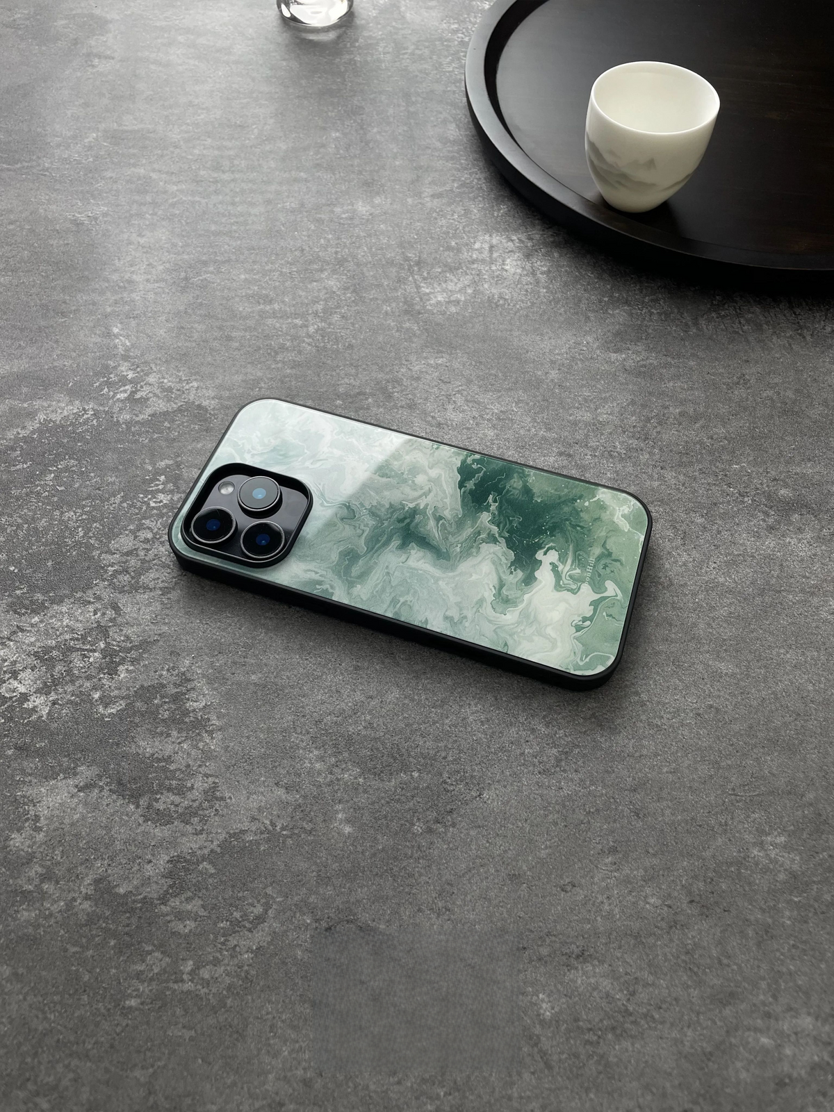 The Blue-Green Surging Waves Tempered Glass Phone Case-MH