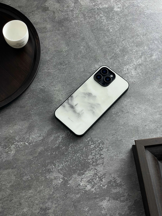 Ink Wash Zen Mountain Landscape Tempered Glass Phone Case-MH