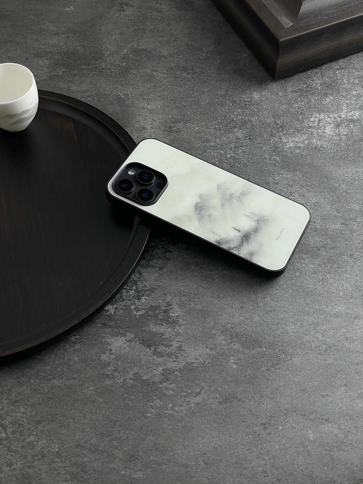 Ink Wash Zen Mountain Landscape Tempered Glass Phone Case-MH