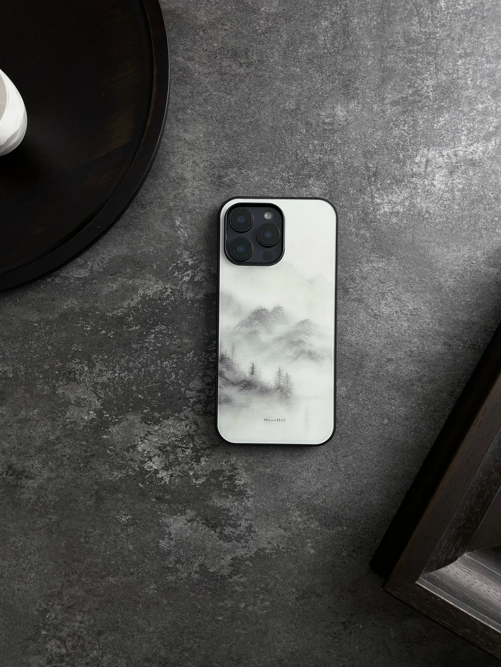 Ink Wash Zen Mountain Landscape Tempered Glass Phone Case-MH