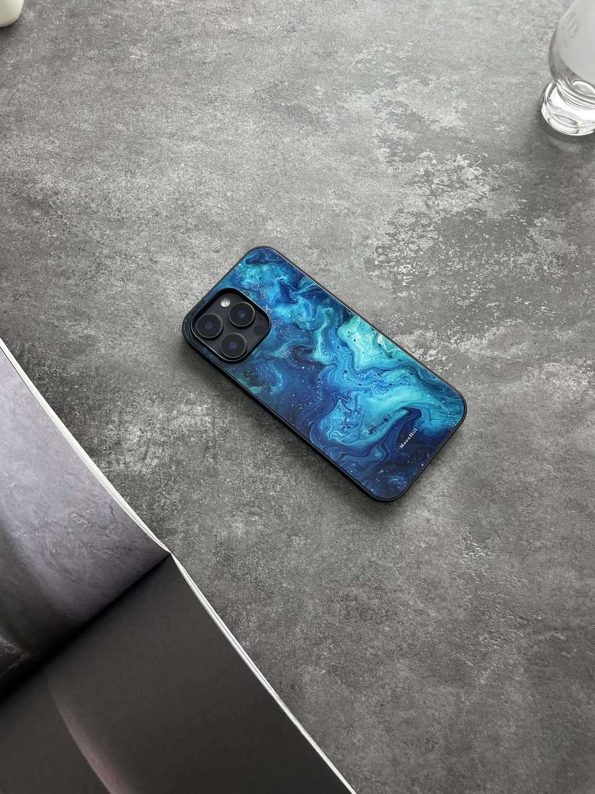 Celestial/Deep Sea Marble Tempered Glass Phone Case-MH