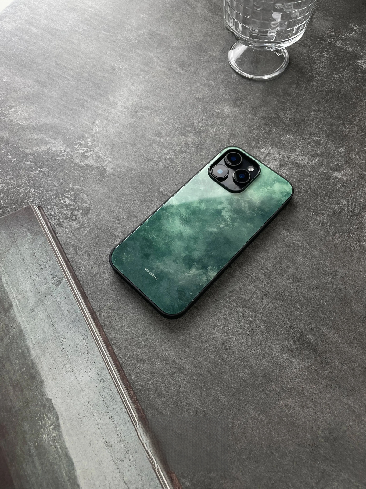 Chinoiserie Emerald Cloud Tempered Glass Phone Case-MH