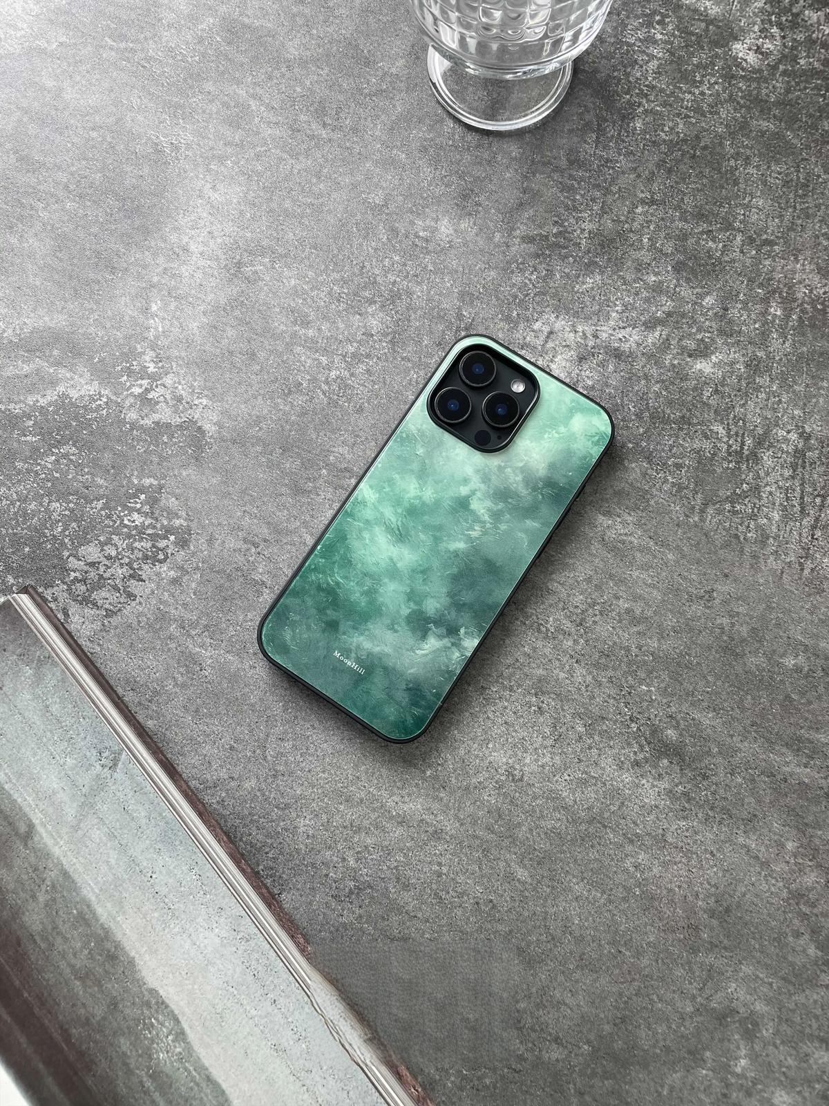 Chinoiserie Emerald Cloud Tempered Glass Phone Case-MH