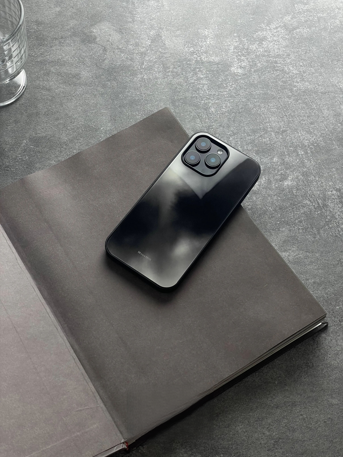 Obsidian Ink Black Tempered Glass Phone Case-MH