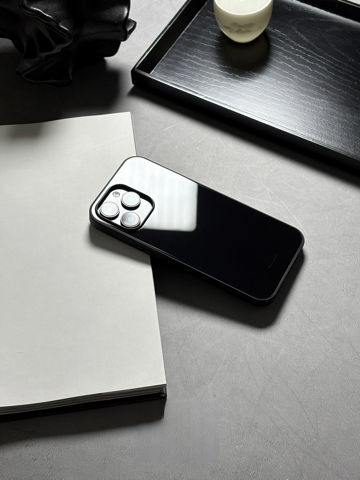 Minimalist Black Tempered Glass Phone Case-MH